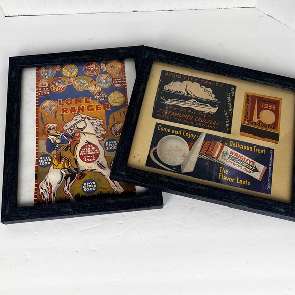 Pair of vintage-Lone Ranger/advertising prints in blue crackle frames. - Picture 9 of 9